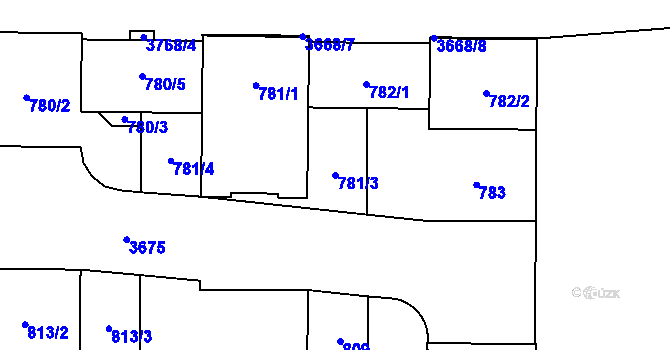 Parcela st. 781/3 v KÚ Břevnov, Katastrální mapa