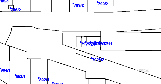 Parcela st. 792/2 v KÚ Břevnov, Katastrální mapa