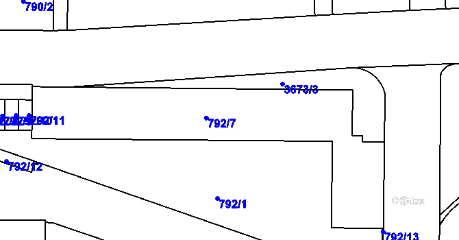 Parcela st. 792/5 v KÚ Břevnov, Katastrální mapa