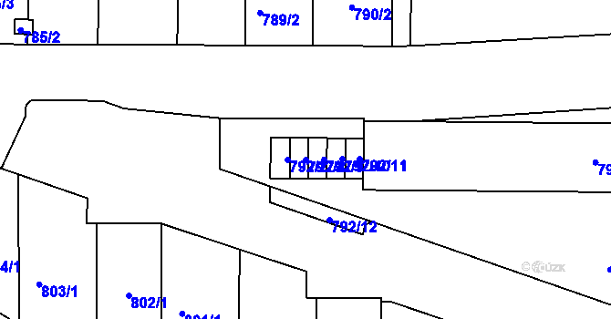 Parcela st. 792/8 v KÚ Břevnov, Katastrální mapa