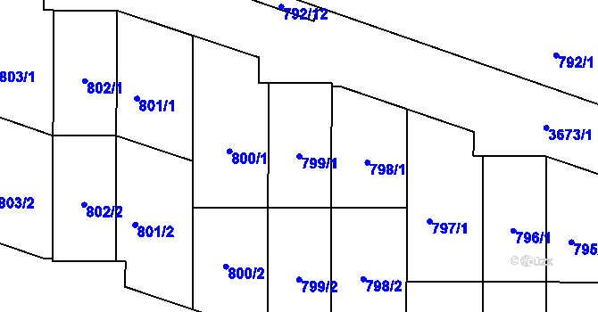 Parcela st. 799/1 v KÚ Břevnov, Katastrální mapa