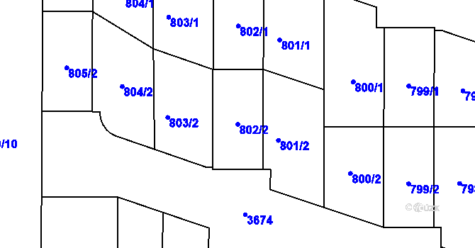 Parcela st. 802/2 v KÚ Břevnov, Katastrální mapa