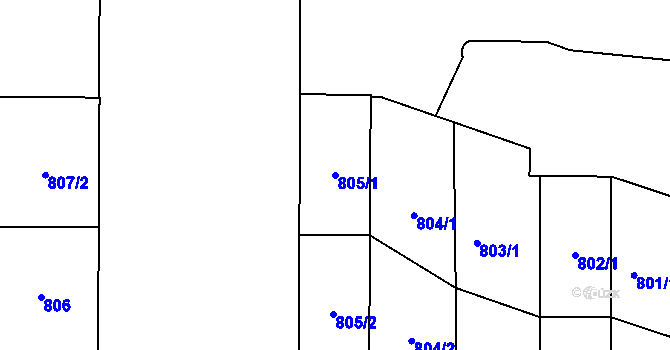Parcela st. 805/1 v KÚ Břevnov, Katastrální mapa