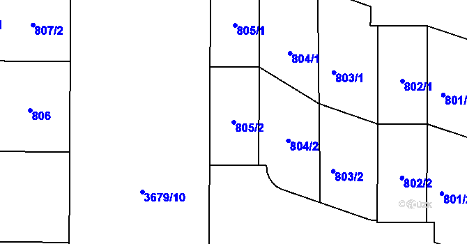 Parcela st. 805/2 v KÚ Břevnov, Katastrální mapa