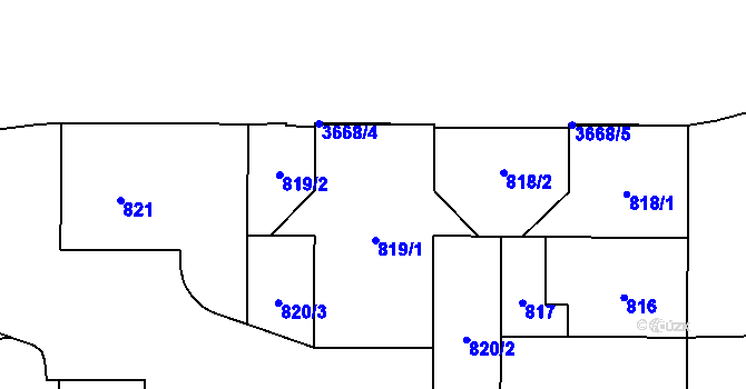 Parcela st. 819/1 v KÚ Břevnov, Katastrální mapa