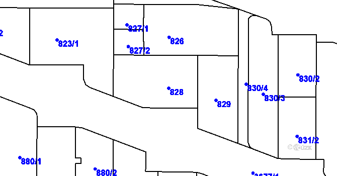 Parcela st. 828 v KÚ Břevnov, Katastrální mapa