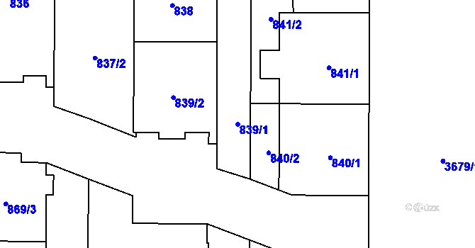 Parcela st. 839/1 v KÚ Břevnov, Katastrální mapa