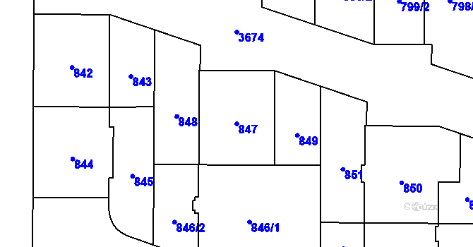 Parcela st. 847 v KÚ Břevnov, Katastrální mapa