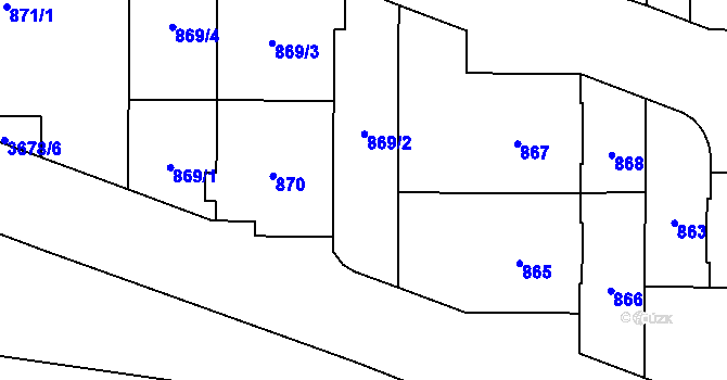 Parcela st. 869/2 v KÚ Břevnov, Katastrální mapa