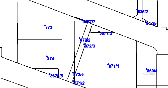 Parcela st. 872/3 v KÚ Břevnov, Katastrální mapa
