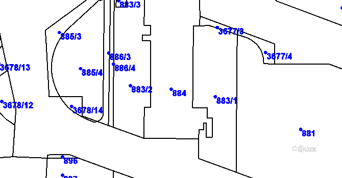 Parcela st. 884 v KÚ Břevnov, Katastrální mapa