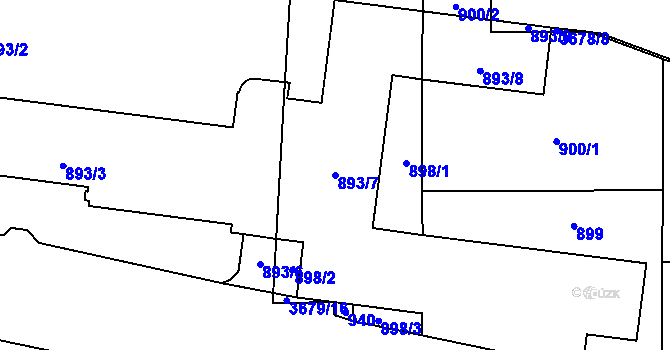 Parcela st. 893/7 v KÚ Břevnov, Katastrální mapa