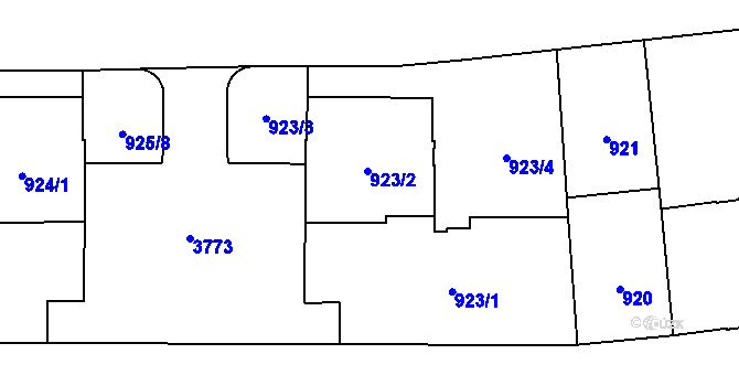 Parcela st. 923/2 v KÚ Břevnov, Katastrální mapa