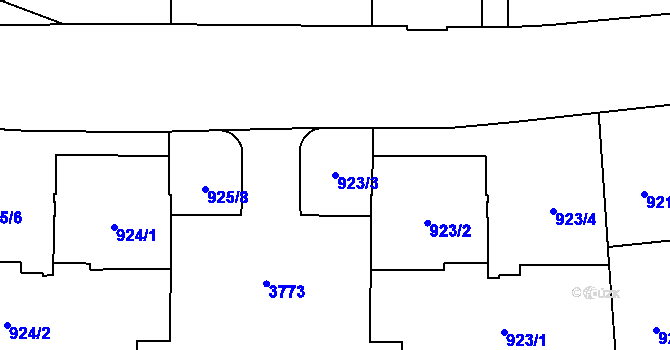 Parcela st. 923/3 v KÚ Břevnov, Katastrální mapa