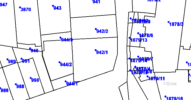Parcela st. 942/1 v KÚ Břevnov, Katastrální mapa