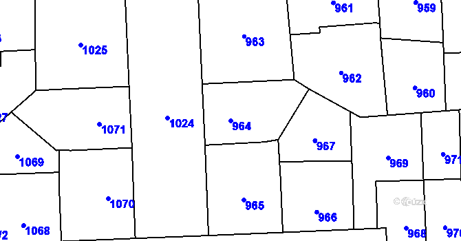 Parcela st. 964 v KÚ Břevnov, Katastrální mapa