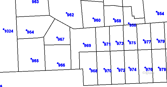 Parcela st. 969 v KÚ Břevnov, Katastrální mapa