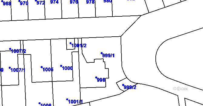 Parcela st. 999/1 v KÚ Břevnov, Katastrální mapa