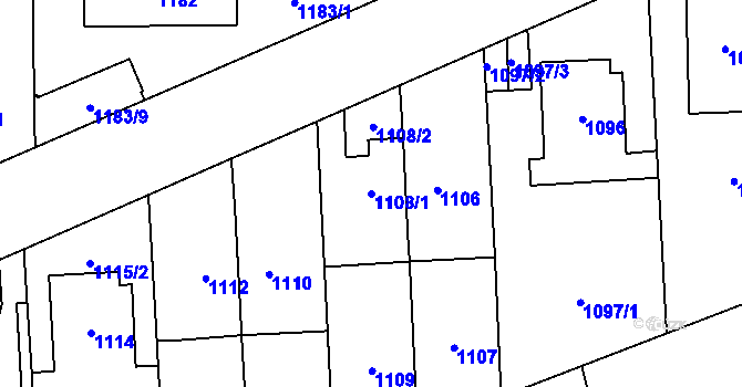 Parcela st. 1108/1 v KÚ Břevnov, Katastrální mapa