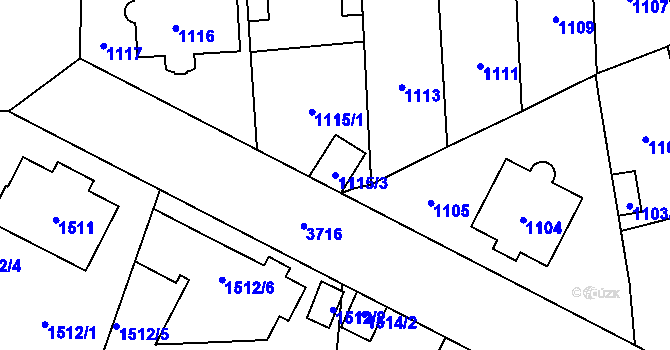 Parcela st. 1115/3 v KÚ Břevnov, Katastrální mapa