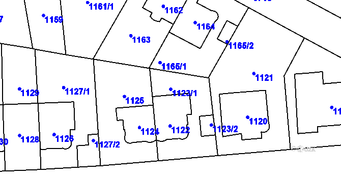 Parcela st. 1123/1 v KÚ Břevnov, Katastrální mapa
