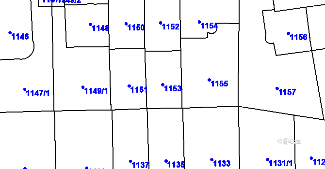Parcela st. 1153 v KÚ Břevnov, Katastrální mapa