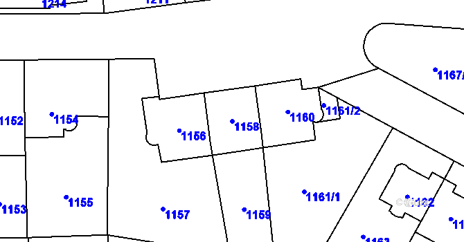 Parcela st. 1158 v KÚ Břevnov, Katastrální mapa