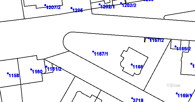 Parcela st. 1167 v KÚ Břevnov, Katastrální mapa