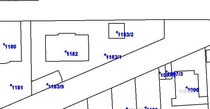 Parcela st. 1183/1 v KÚ Břevnov, Katastrální mapa
