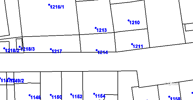 Parcela st. 1214 v KÚ Břevnov, Katastrální mapa