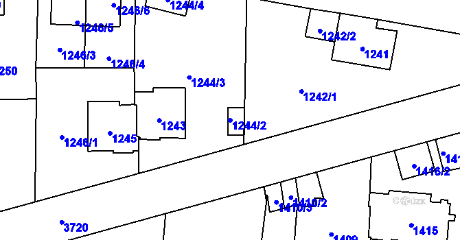 Parcela st. 1244/2 v KÚ Břevnov, Katastrální mapa