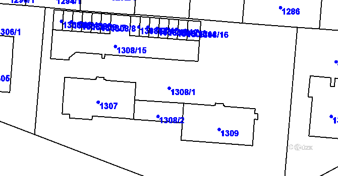 Parcela st. 1308/1 v KÚ Břevnov, Katastrální mapa