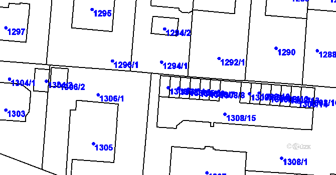 Parcela st. 1308/3 v KÚ Břevnov, Katastrální mapa