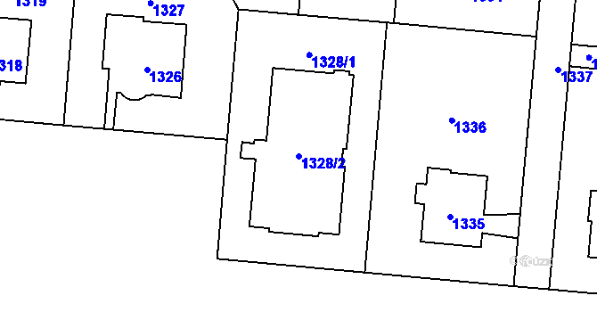 Parcela st. 1328/2 v KÚ Břevnov, Katastrální mapa
