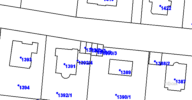 Parcela st. 1390/2 v KÚ Břevnov, Katastrální mapa