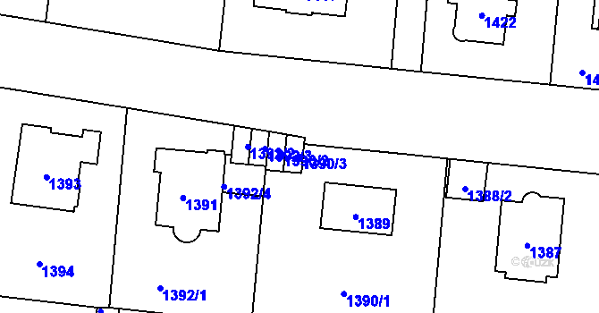 Parcela st. 1390/3 v KÚ Břevnov, Katastrální mapa