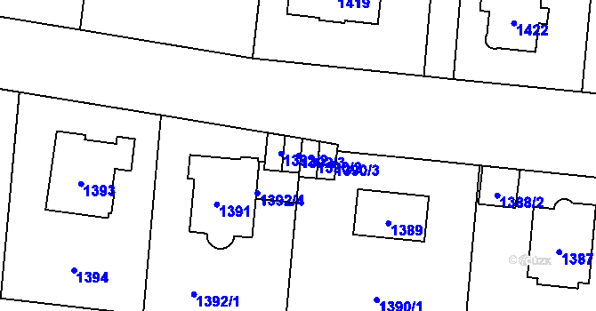 Parcela st. 1392/3 v KÚ Břevnov, Katastrální mapa