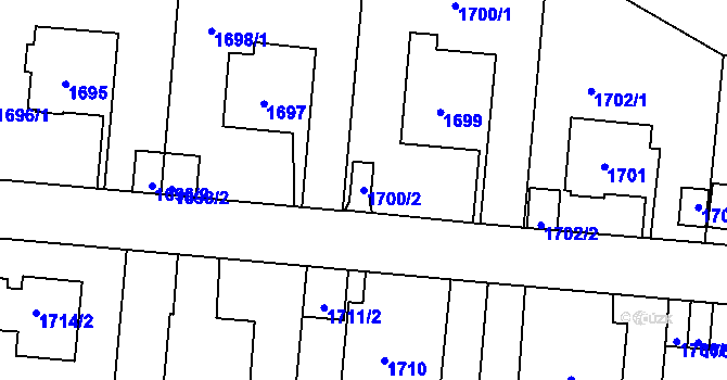 Parcela st. 1700/2 v KÚ Břevnov, Katastrální mapa