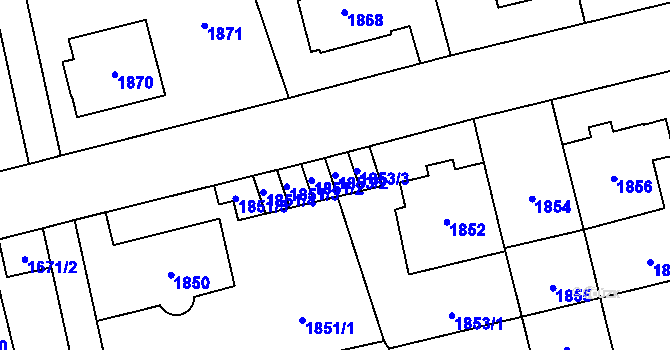 Parcela st. 1853/2 v KÚ Břevnov, Katastrální mapa