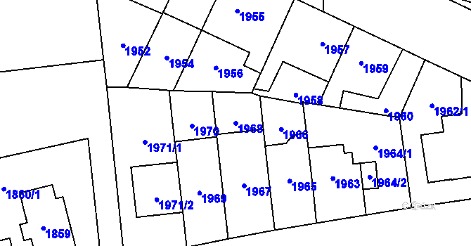 Parcela st. 1968 v KÚ Břevnov, Katastrální mapa