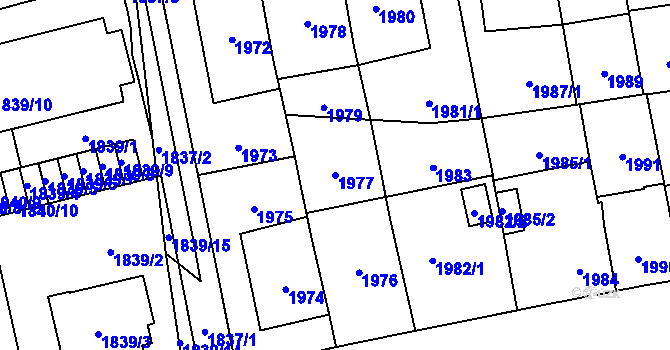 Parcela st. 1977 v KÚ Břevnov, Katastrální mapa