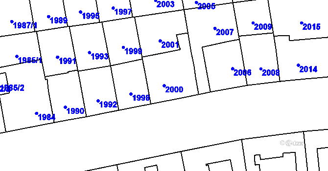 Parcela st. 2000 v KÚ Břevnov, Katastrální mapa
