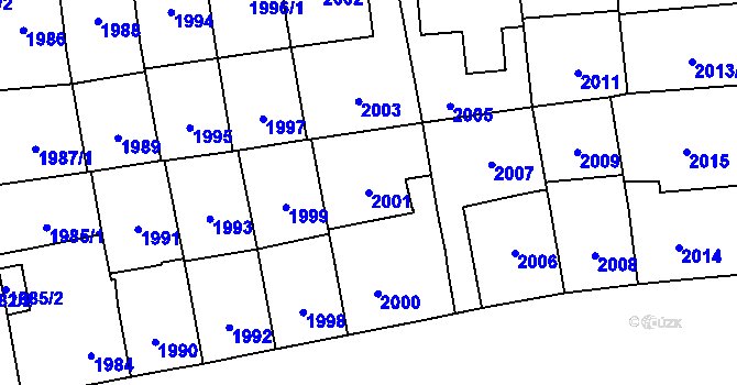 Parcela st. 2001 v KÚ Břevnov, Katastrální mapa
