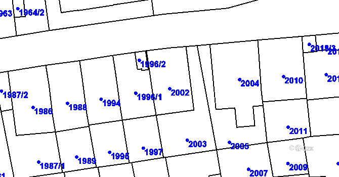 Parcela st. 2002 v KÚ Břevnov, Katastrální mapa