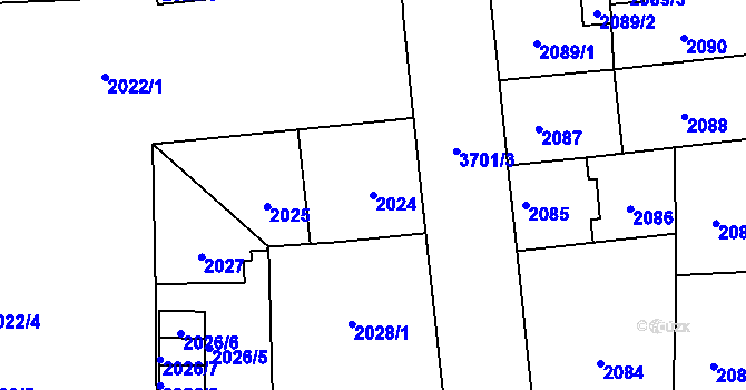 Parcela st. 2024 v KÚ Břevnov, Katastrální mapa