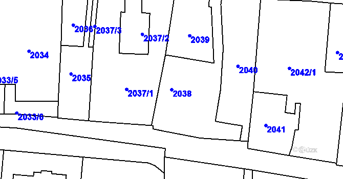 Parcela st. 2038 v KÚ Břevnov, Katastrální mapa