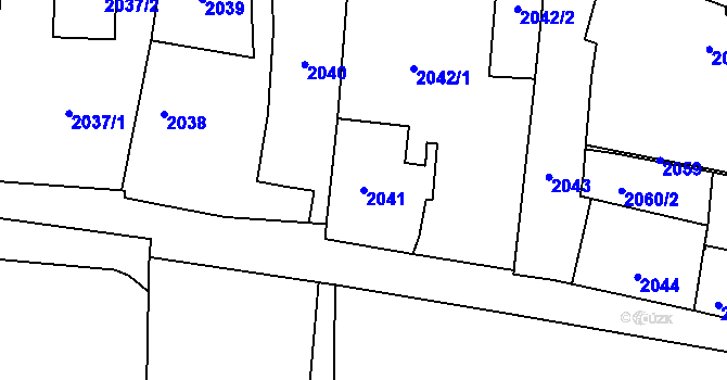 Parcela st. 2041 v KÚ Břevnov, Katastrální mapa