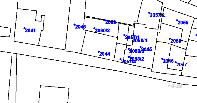 Parcela st. 2044 v KÚ Břevnov, Katastrální mapa