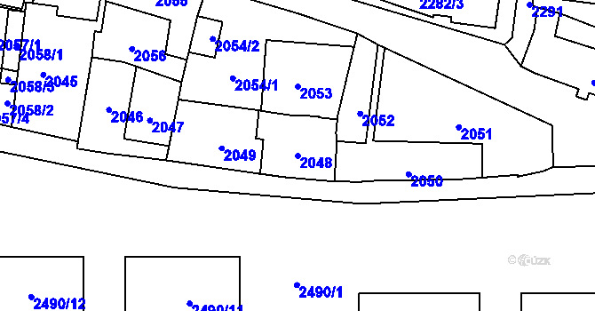 Parcela st. 2048 v KÚ Břevnov, Katastrální mapa