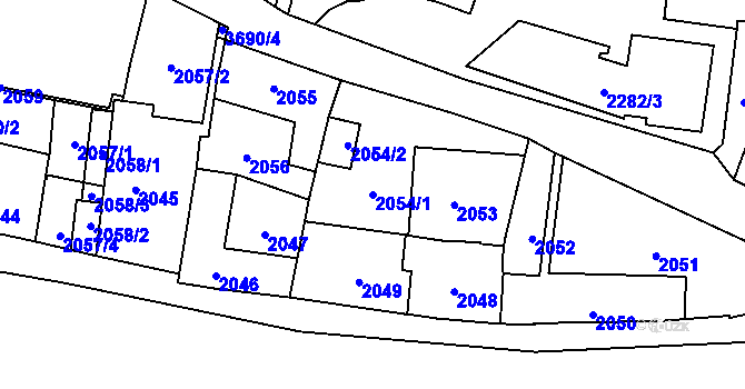 Parcela st. 2054/1 v KÚ Břevnov, Katastrální mapa